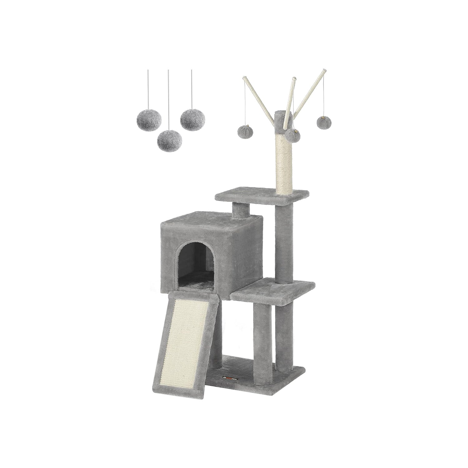 Cat Tree - Engineered Wood - Light Grey - Multi-Level with Scratching Post