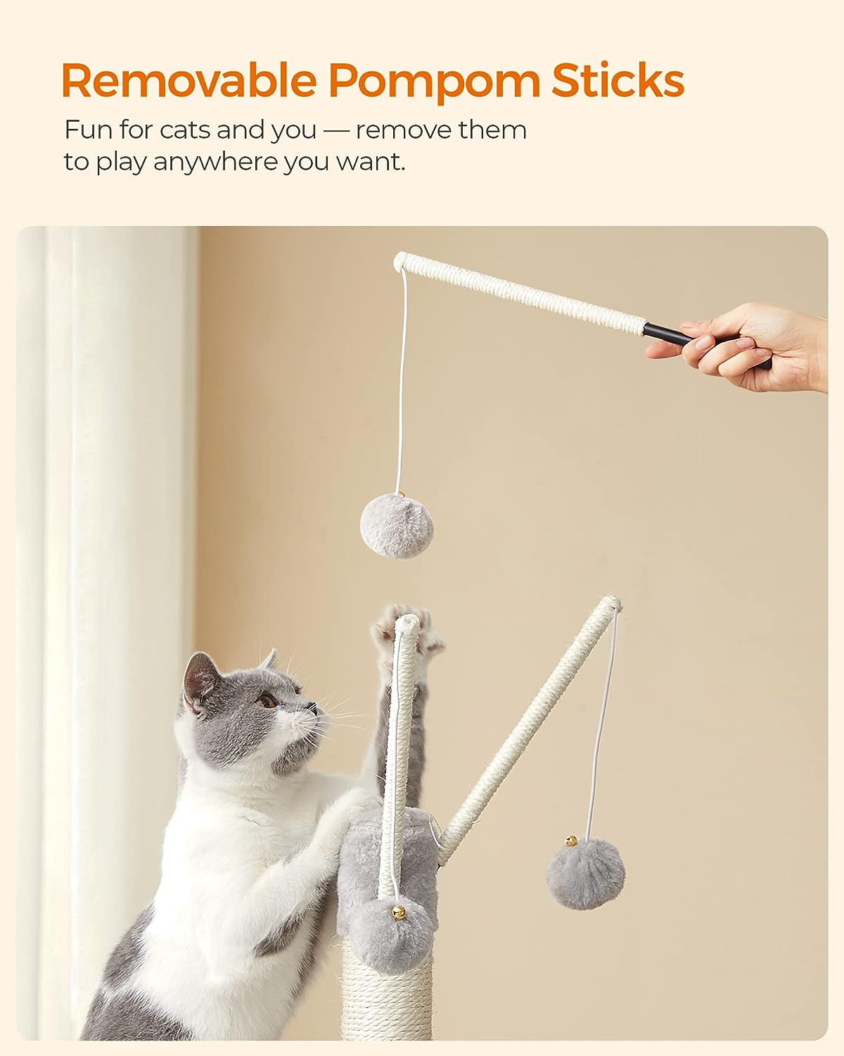 Cat Tree - Engineered Wood - Light Grey - Multi-Level with Scratching Post