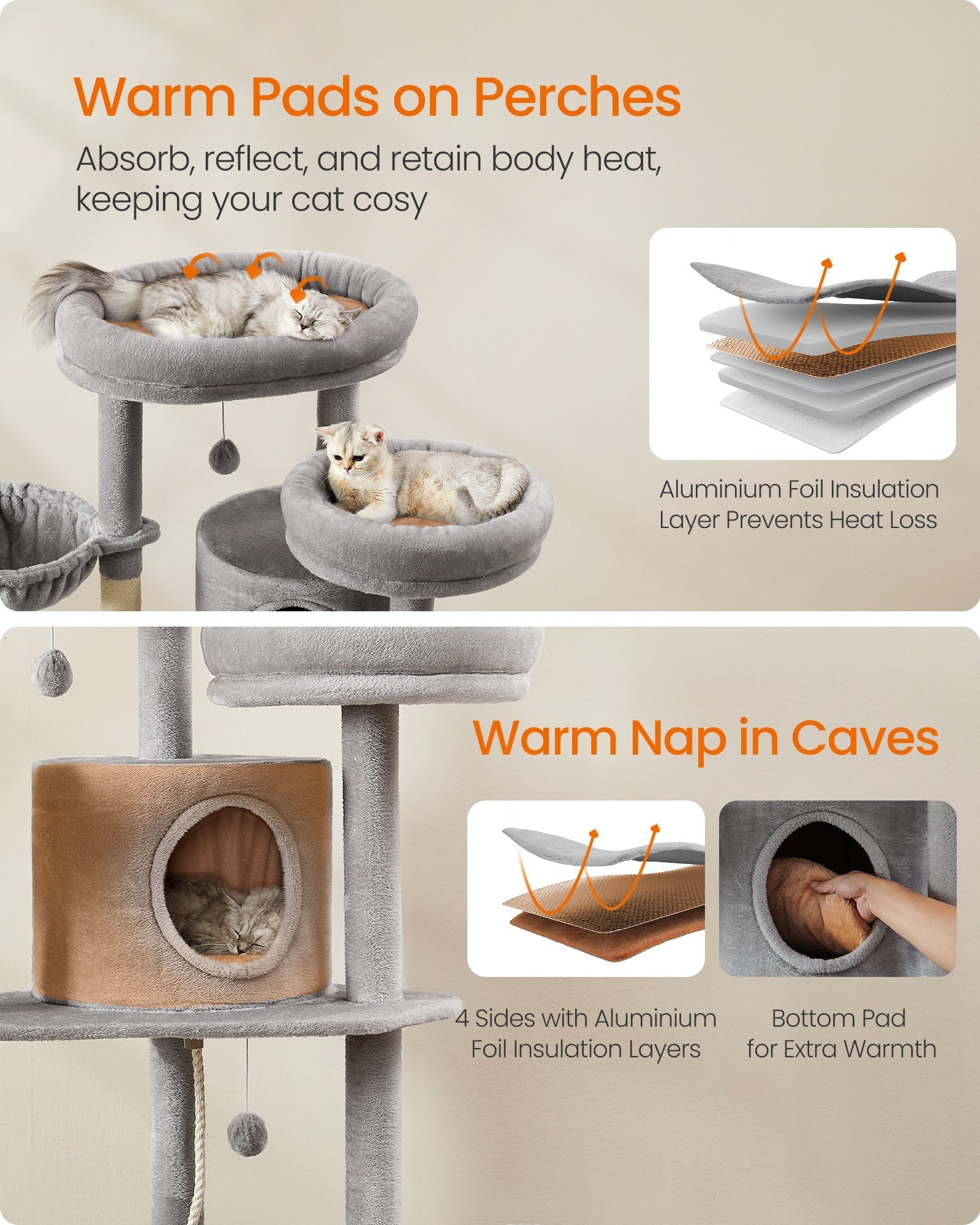 Cat Tower - Light Grey - Plush