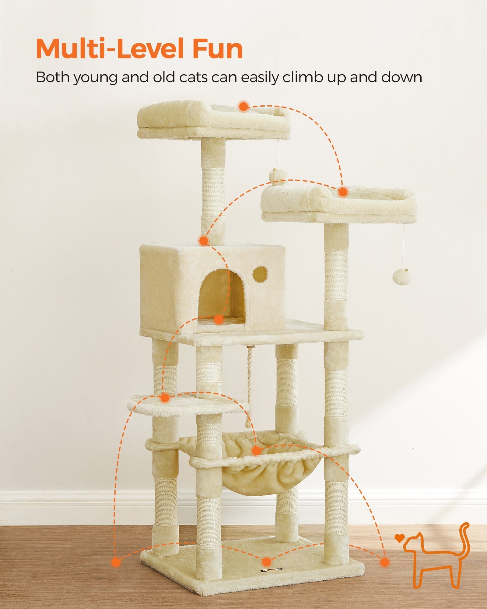 Cat Tree - Light Grey - Plush