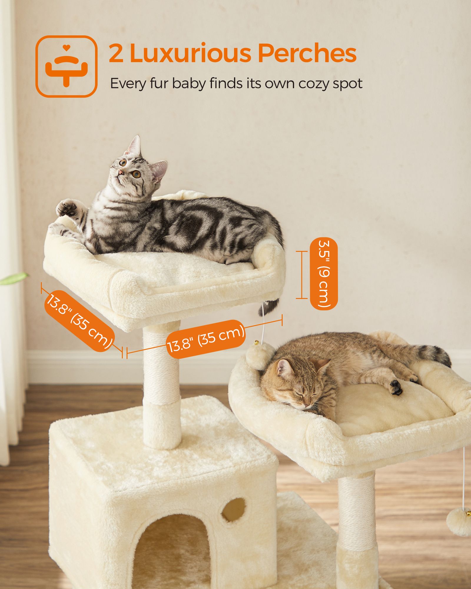 Cat Tree - Light Grey - Plush