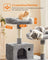 Cat Tree - Wood - Light Grey - Dual Platforms with Cat Cave and Stability Features