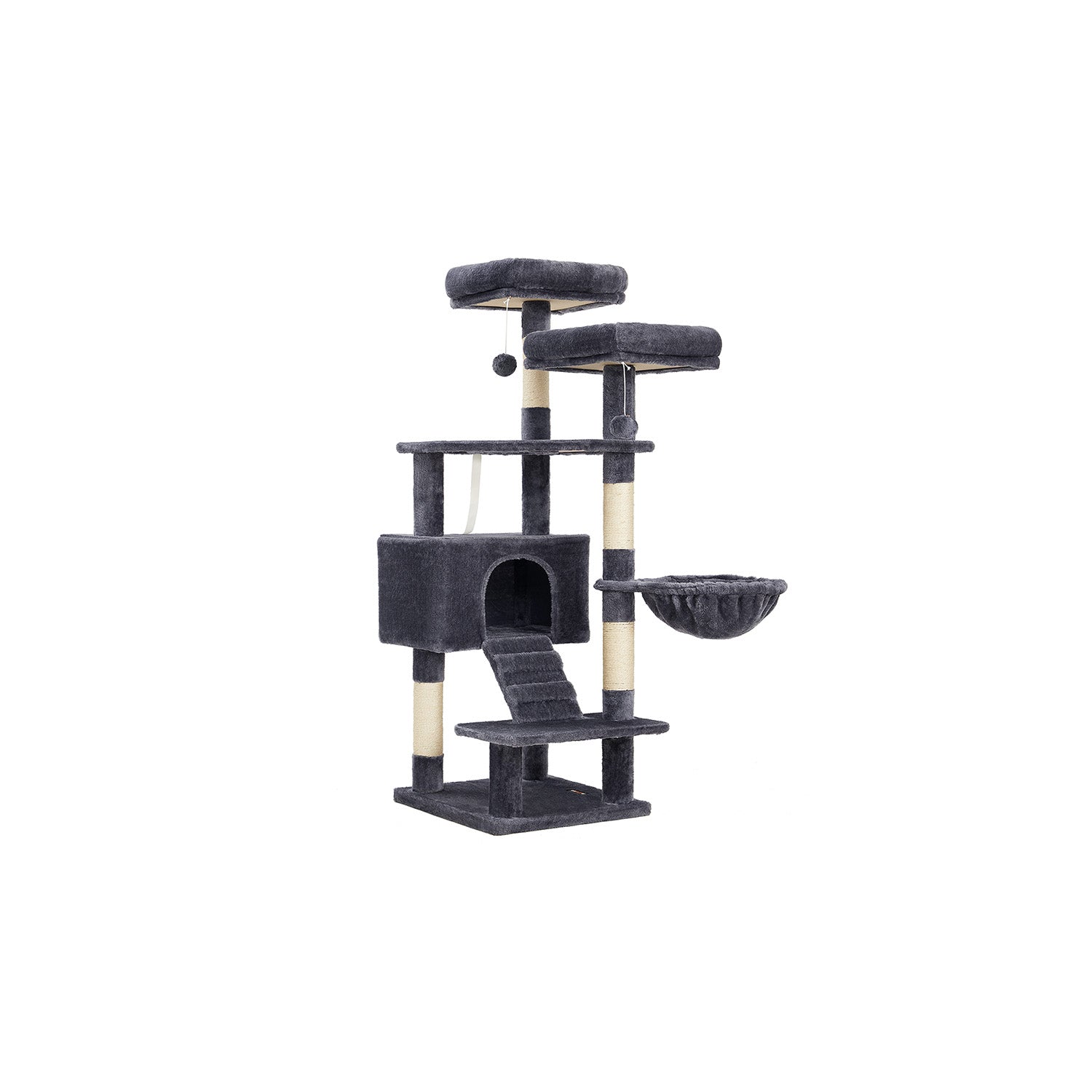 Cat Tree Tower - Wood - Light Grey - Multi-Level Activity Centre