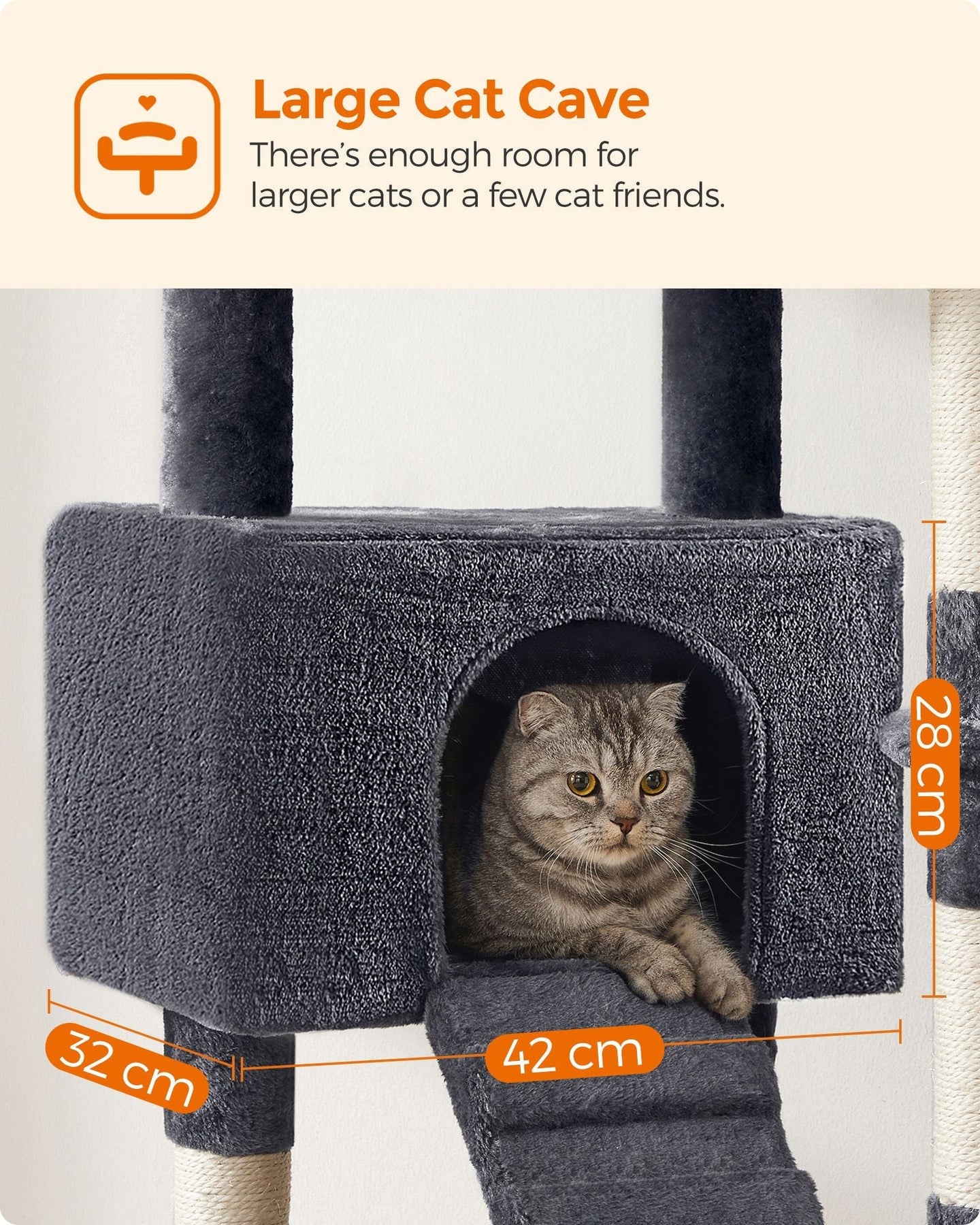 Cat Tree Tower - Wood - Light Grey - Multi-Level Activity Centre