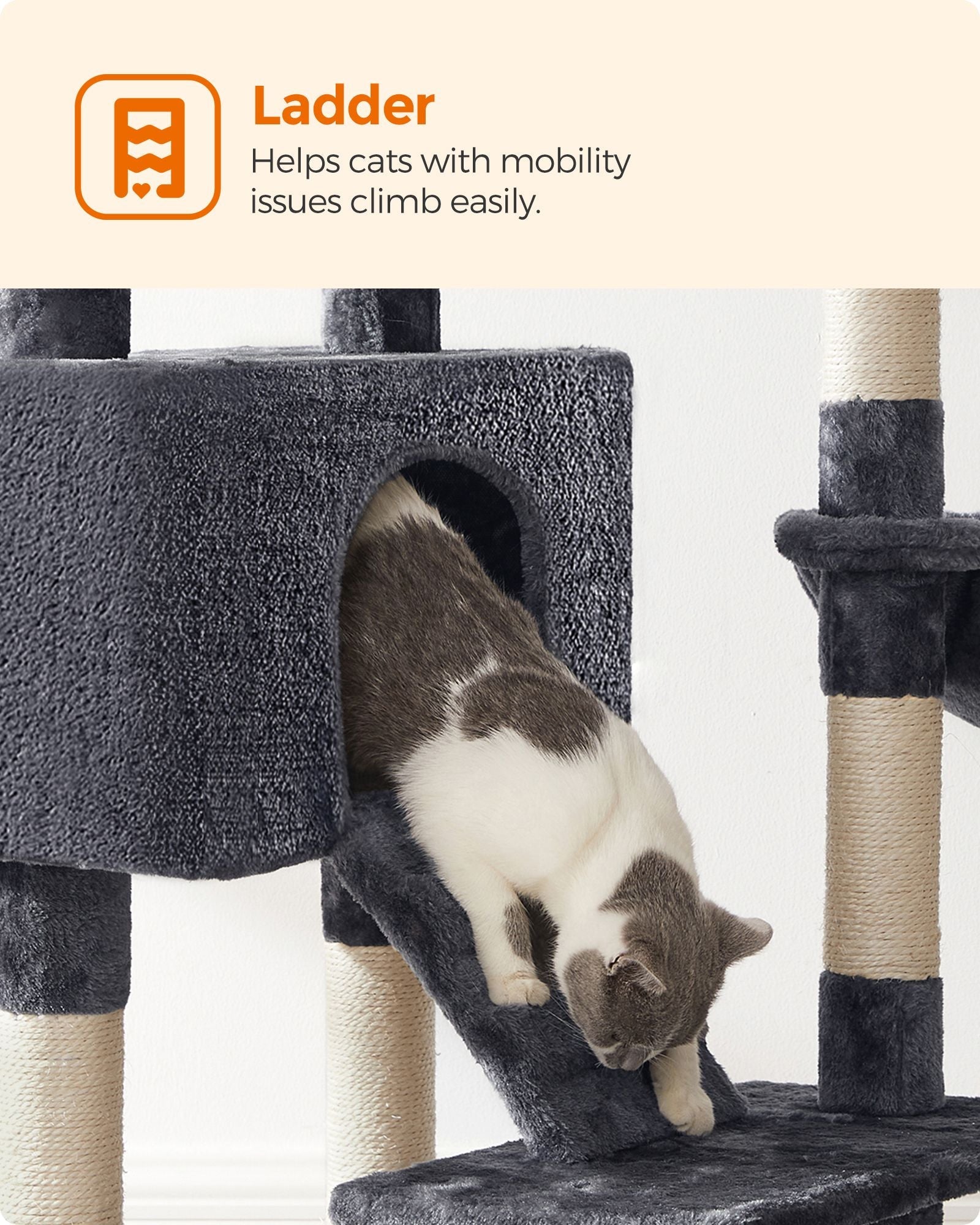 Cat Tree Tower - Wood - Light Grey - Multi-Level Activity Centre