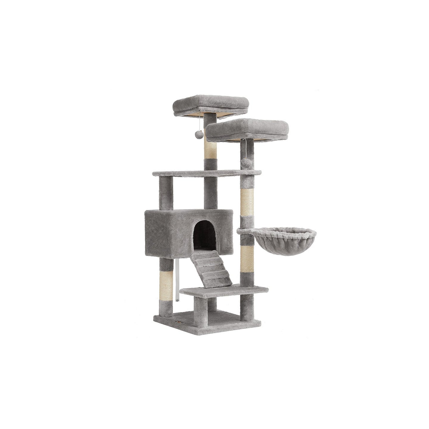 Cat Tree Tower - Wood - Light Grey - Multi-Level Activity Centre