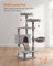 Cat Tower - Particle Board - Light Grey - Includes Hammock and Pompoms