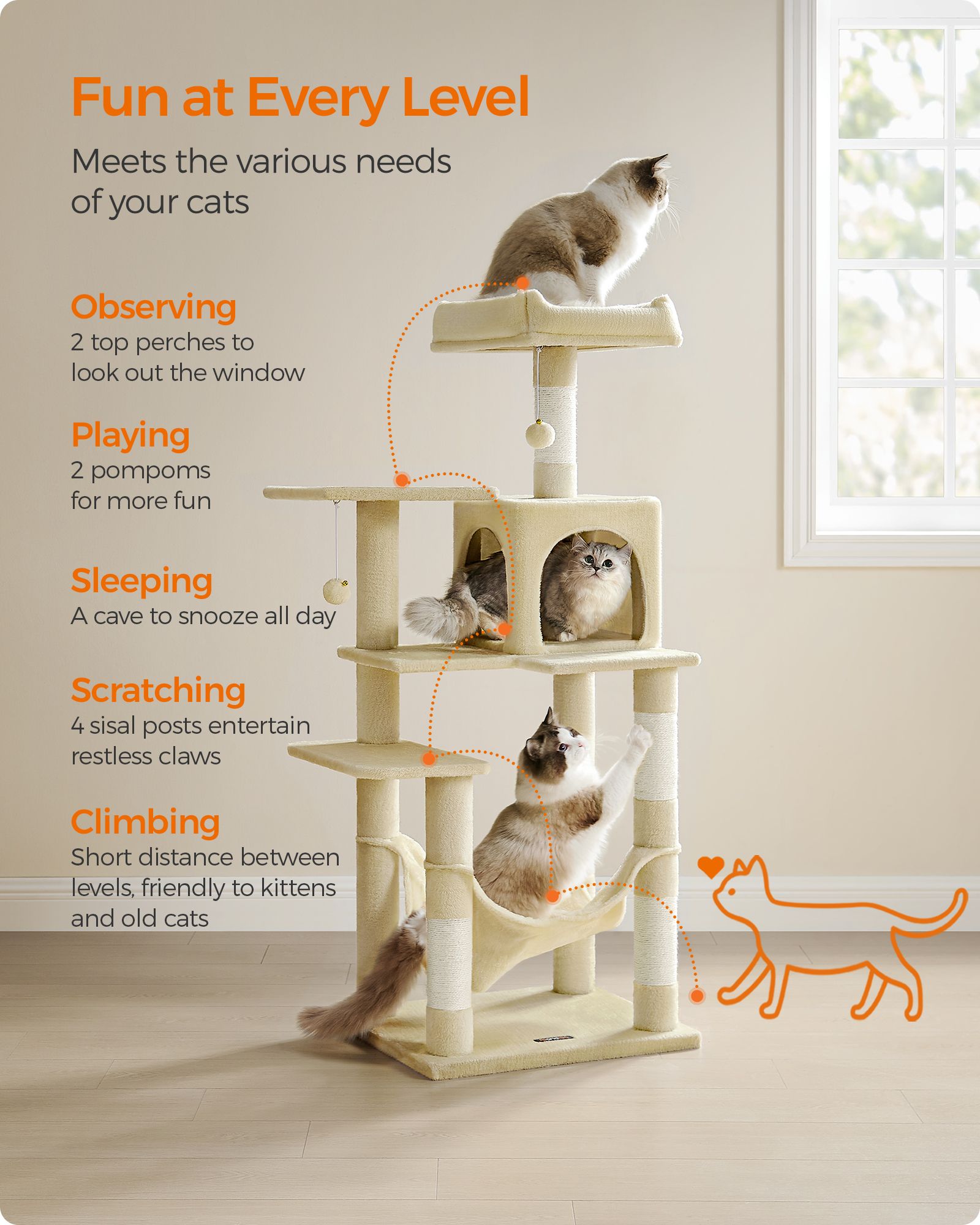 Cat Tree - Beige - Plush