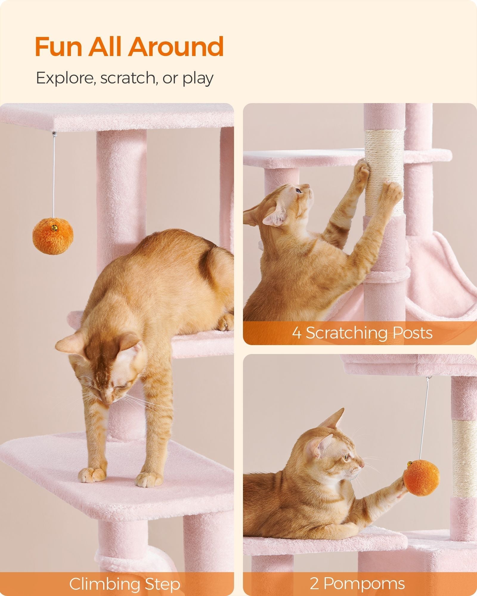 Multi-Level Cat Condo - Light Grey - Plush