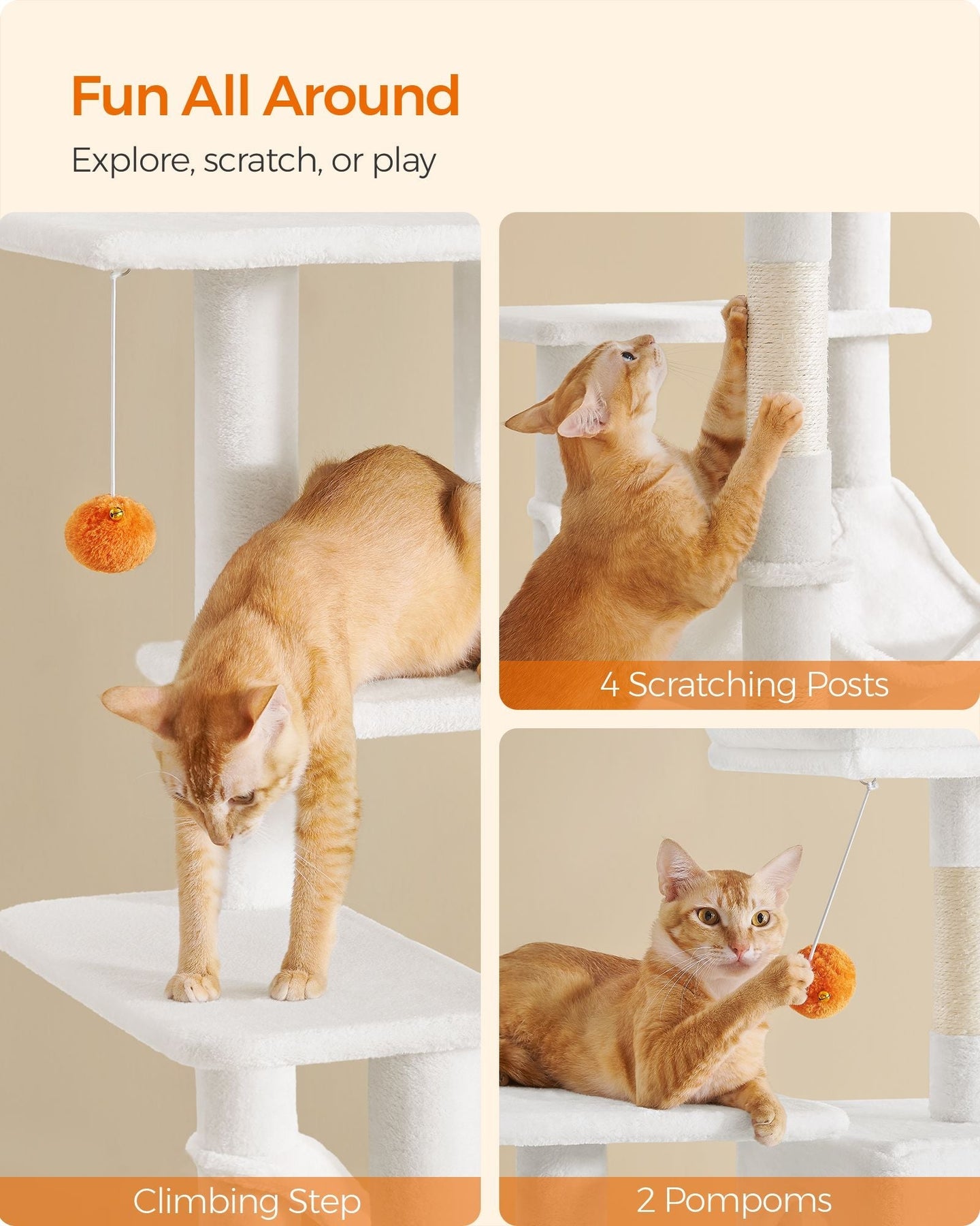 Multi-Level Cat Condo - Light Grey - Plush