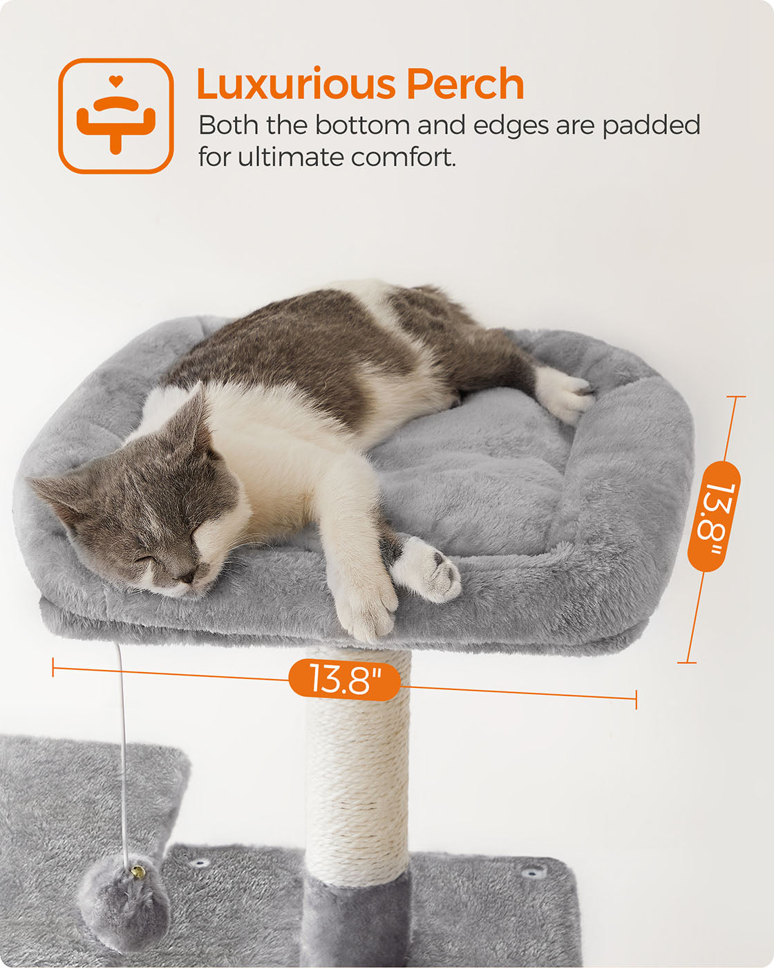 Cat Condo - Wood - Light Grey - Includes Hammock and Pompoms