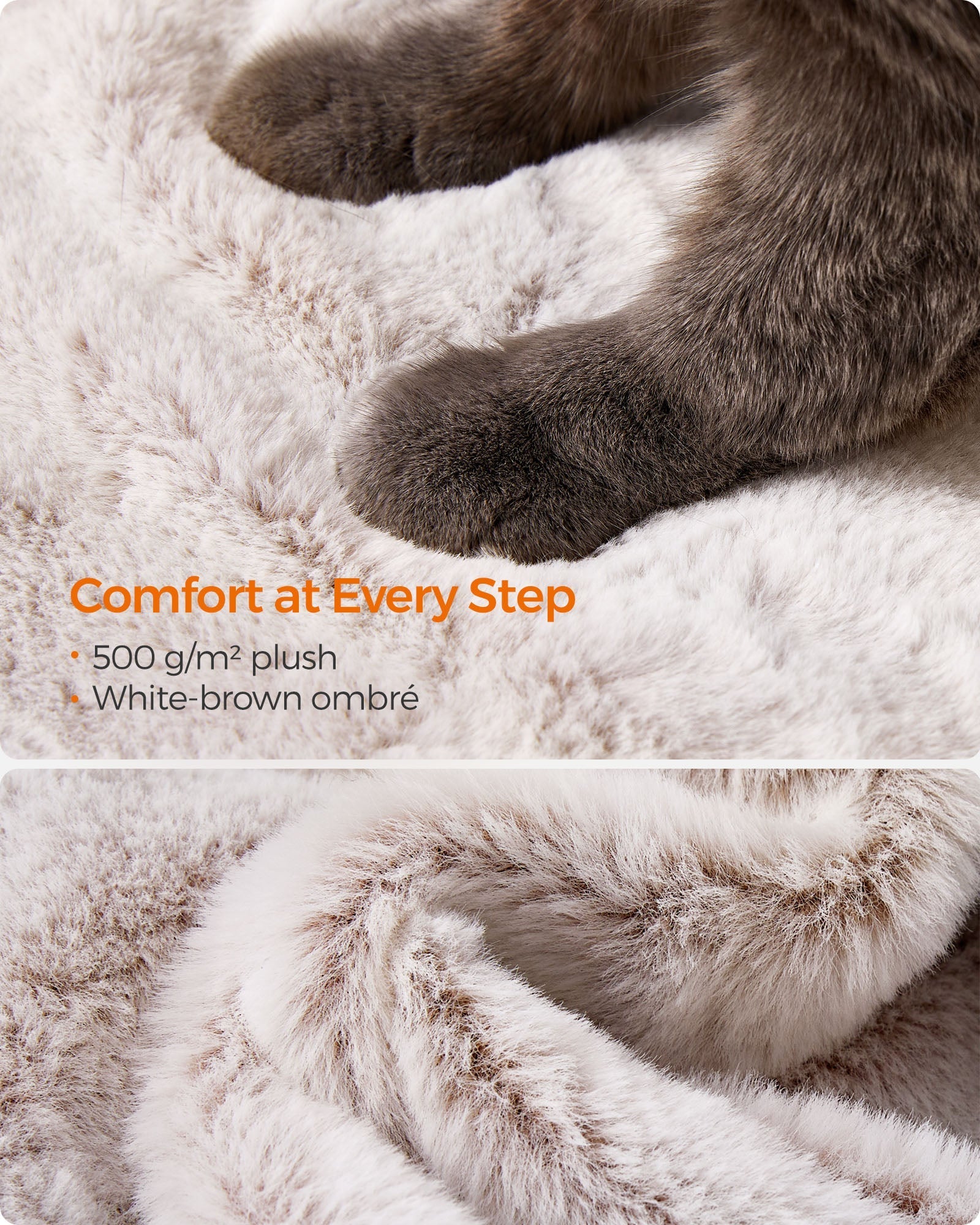 Cat Tower - Ultra-Soft Fabric - White-Brown Ombré - Designed for Large Cats