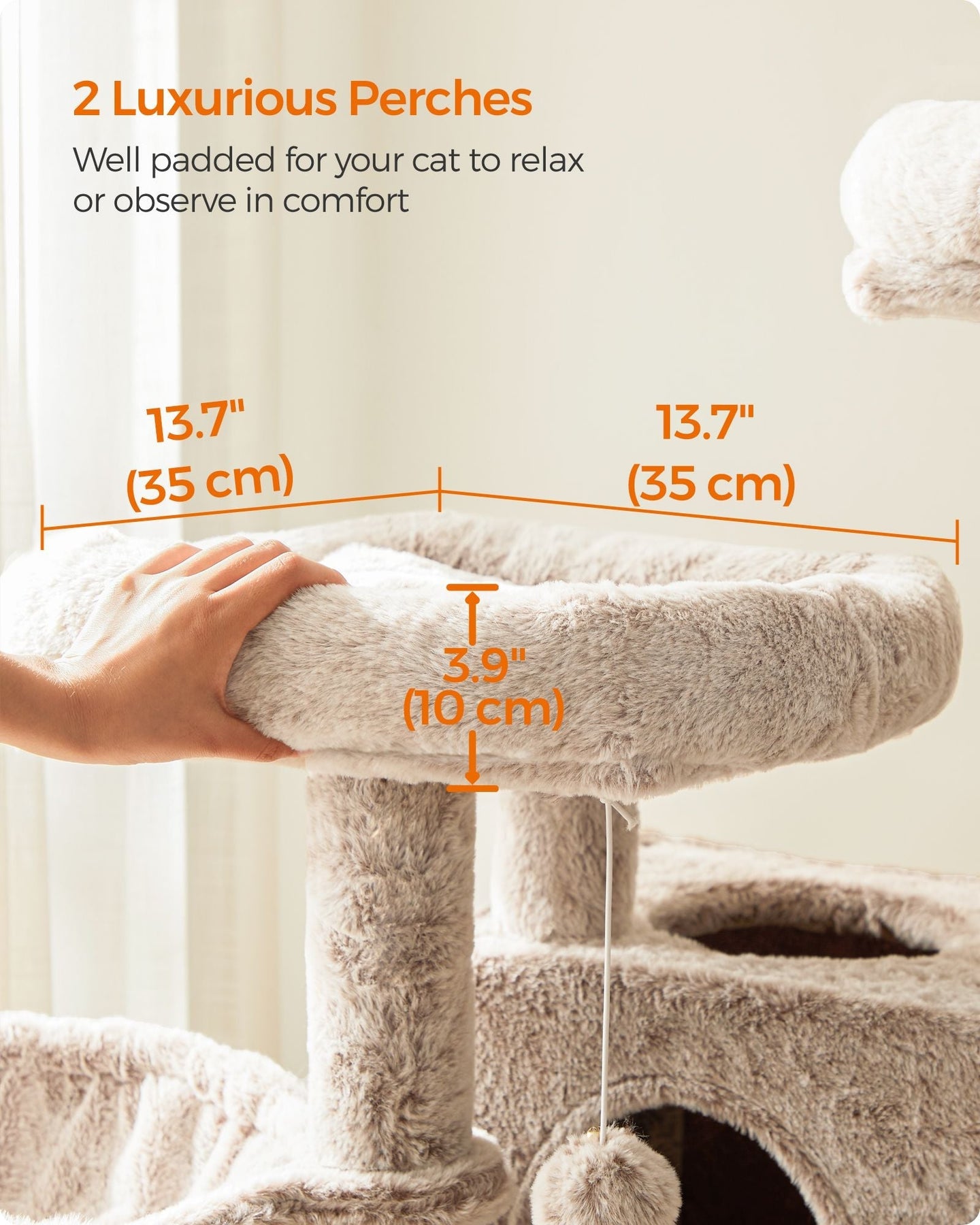 Cat Tower - Ultra-Soft Fabric - White-Brown Ombré - Designed for Large Cats