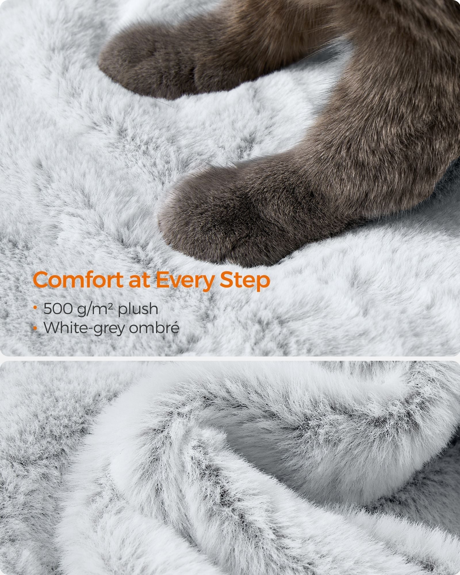 Cat Tower - Ultra-Soft Fabric - White-Grey Ombré - Designed for Large Cats