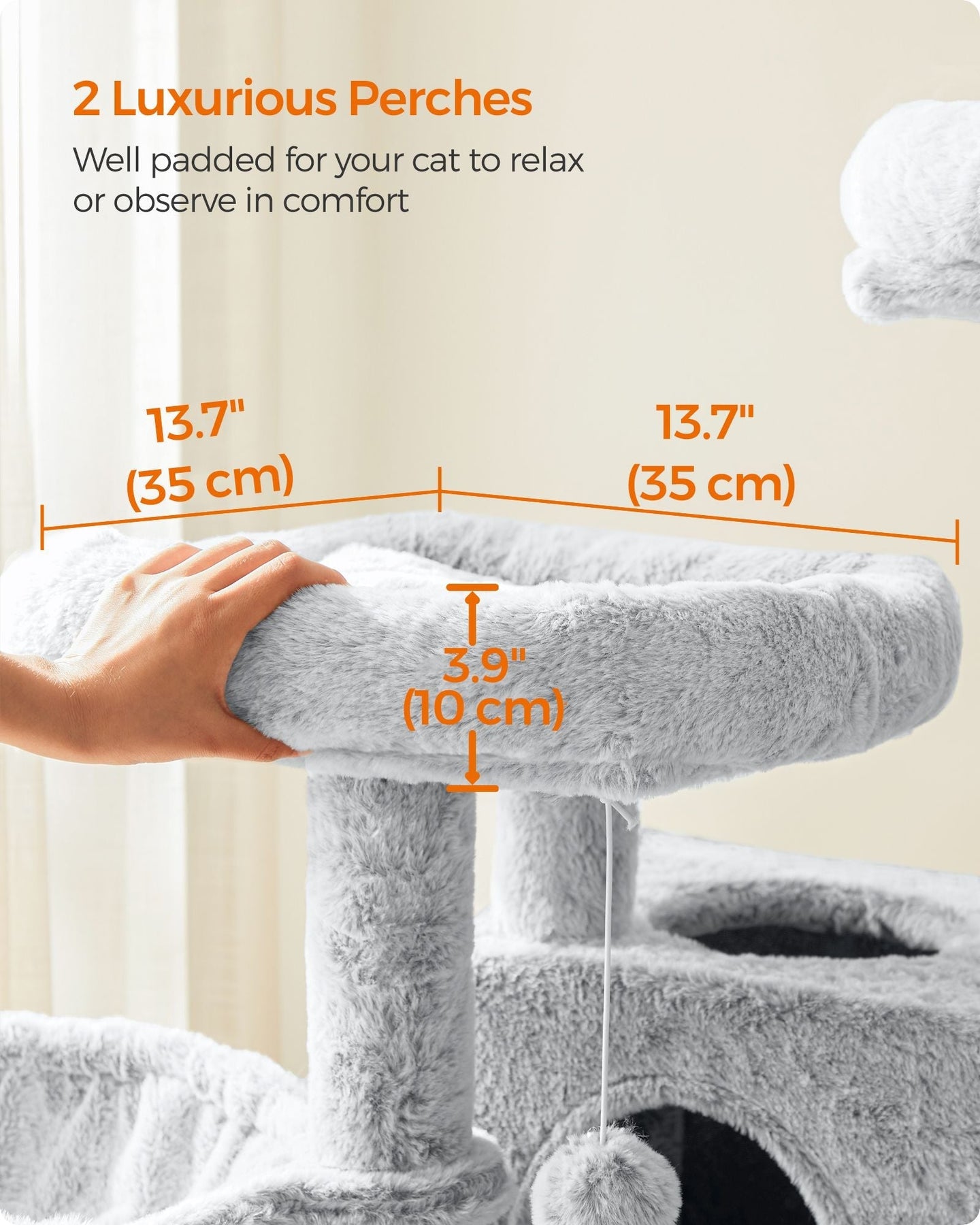 Cat Tower - Ultra-Soft Fabric - White-Grey Ombré - Designed for Large Cats