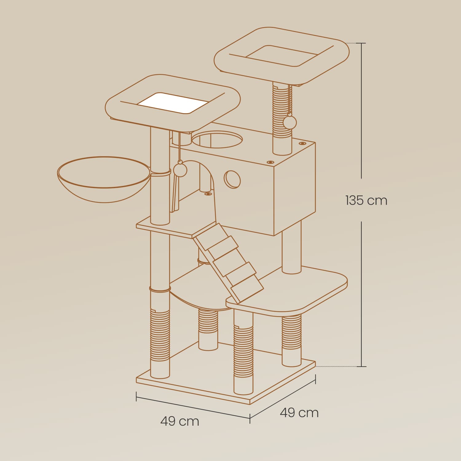Cat Tree - Ultra-Soft Fabric - White-Grey Ombré - Designed for Large Cats