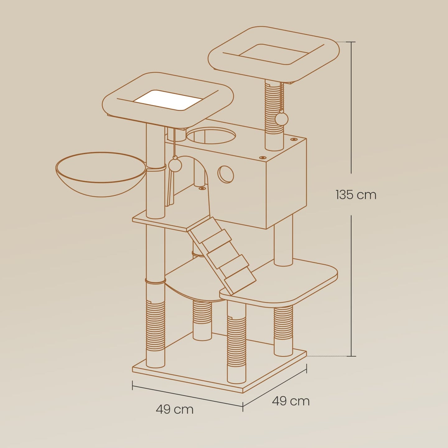 Cat Tree - Ultra-Soft Fabric - White-Grey Ombré - Designed for Large Cats