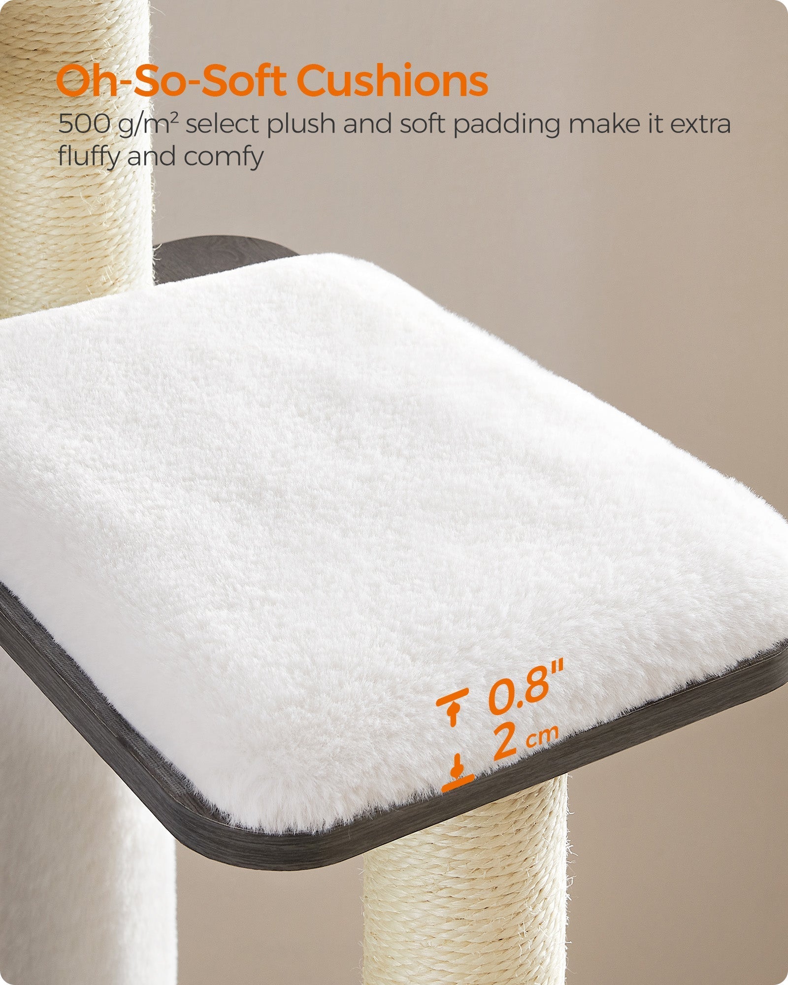 Cat Tree - Wood - Misty Grey - 5 Scratching Posts and Padded Perches