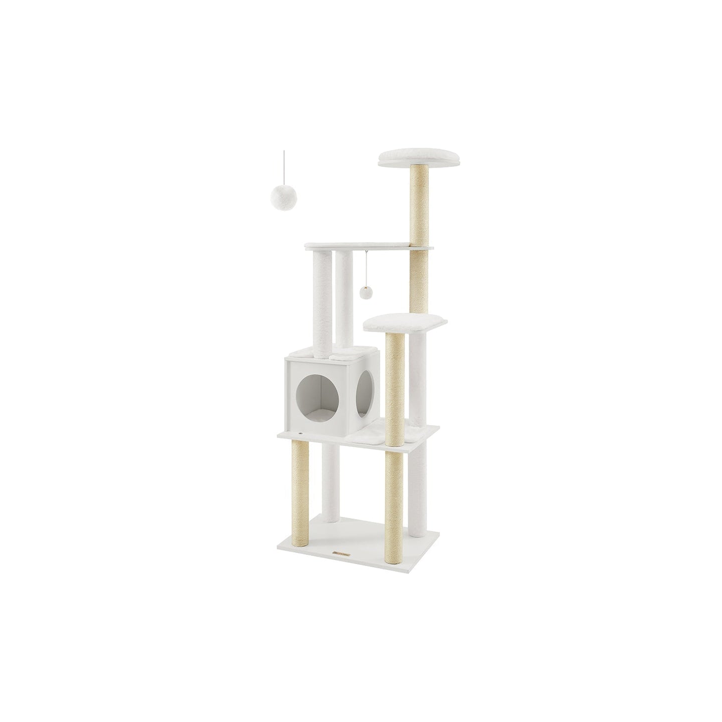 Cat Tree - Wood - Cloud White - 5 Scratching Posts