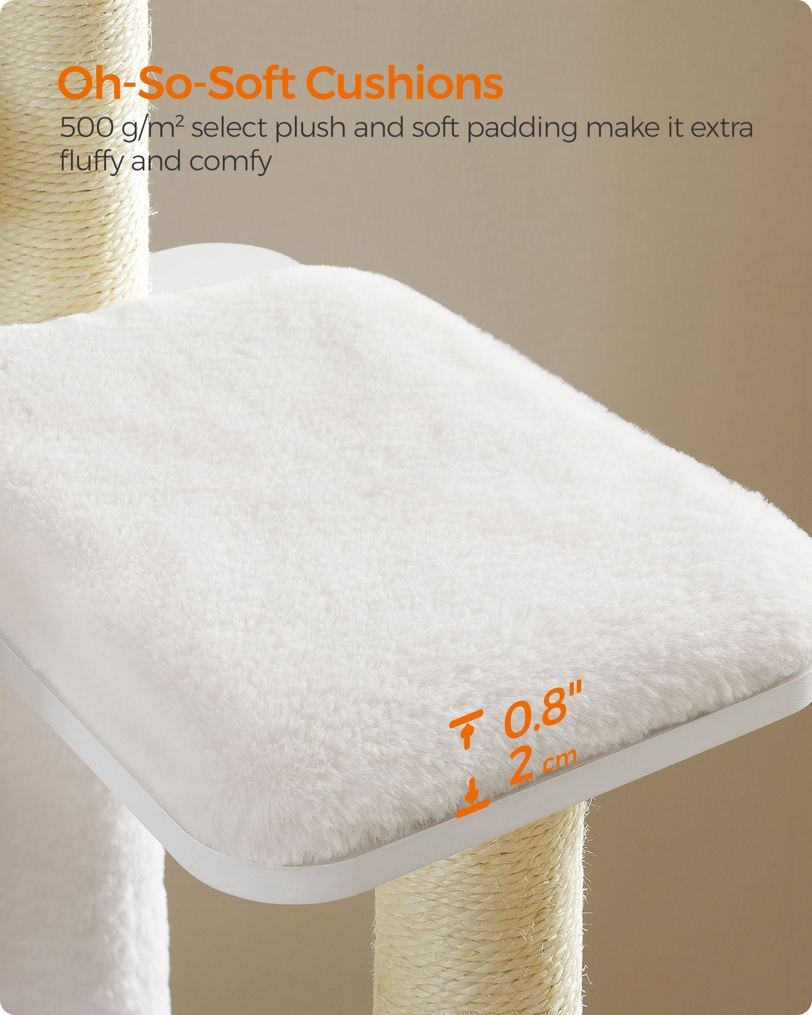 Cat Tree - Wood - Cloud White - 5 Scratching Posts