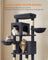 Cat Tree - Engineered Wood - Dark Grey - Multi-Level with 5 Scratching Posts and 2 Caves
