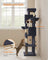 Cat Tree - Engineered Wood - Dark Grey - Multi-Level with 5 Scratching Posts and 2 Caves
