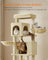 Cat Tree - Engineered Wood - Sand Beige - Multi-Level with 5 Scratching Posts and 2 Caves