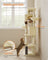 Cat Tree - Engineered Wood - Sand Beige - Multi-Level with 5 Scratching Posts and 2 Caves