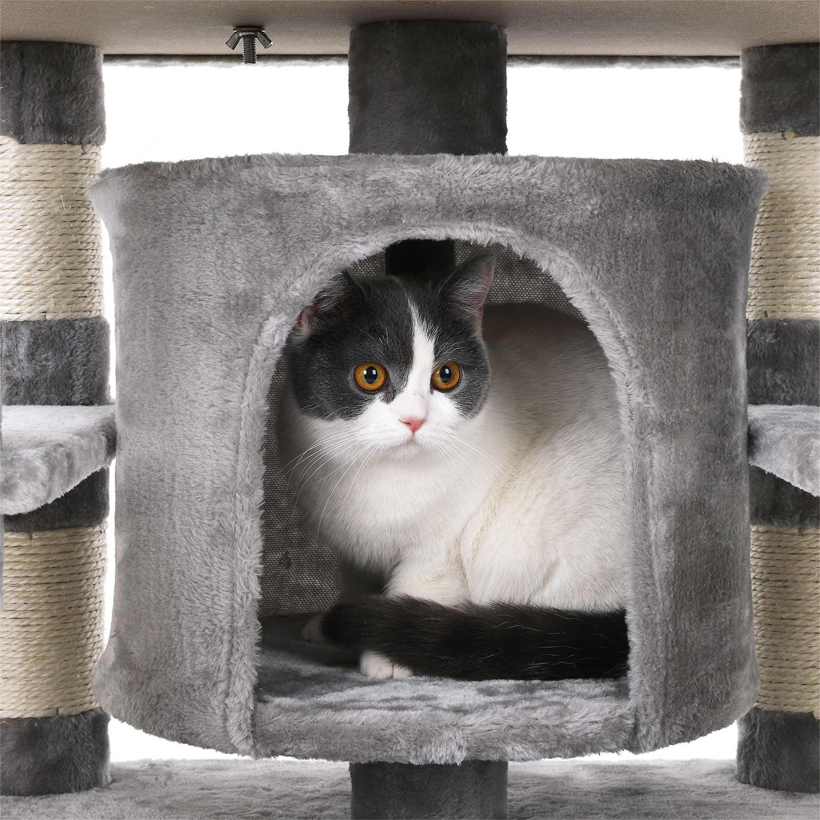 Large Cat Tower - Engineered Wood - Smoky Grey - 3 Viewing Perches