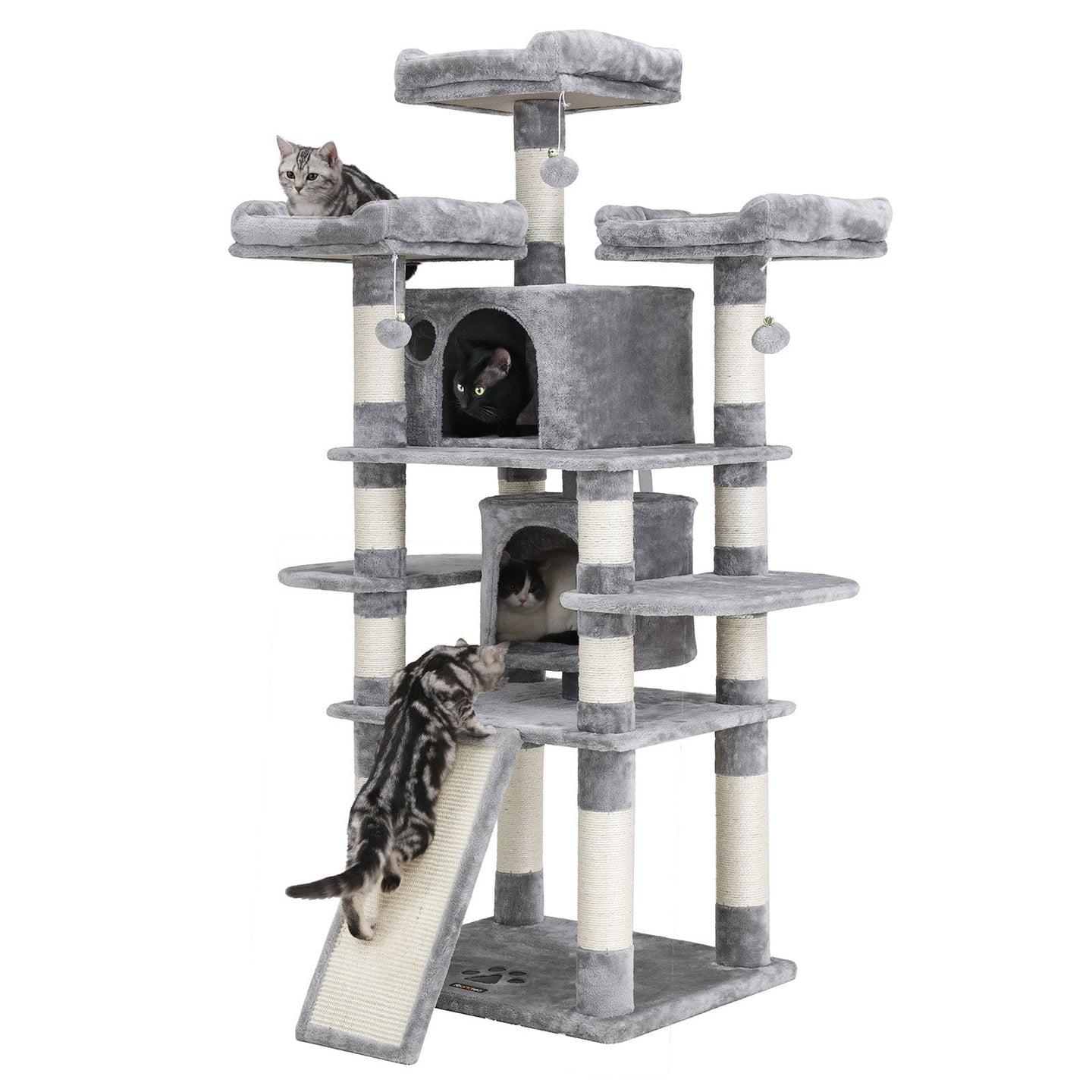 Large Cat Tower - Engineered Wood - Smoky Grey - 3 Viewing Perches