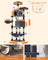 Large Cat Tower - 13 Scratching Posts - Engineered Wood - Light Grey