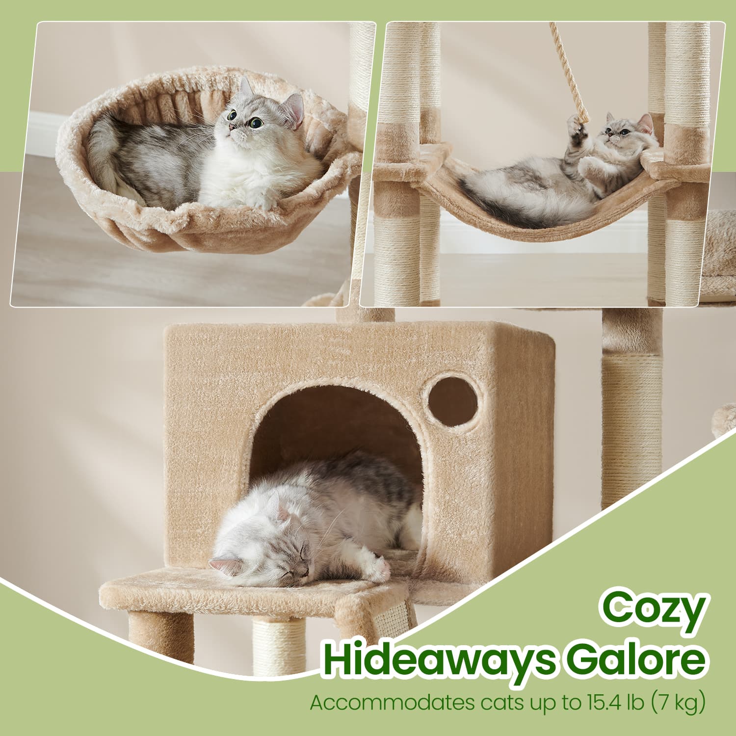 Large Cat Tree - Engineered Wood - Smoky Gray - 13 Scratching Posts