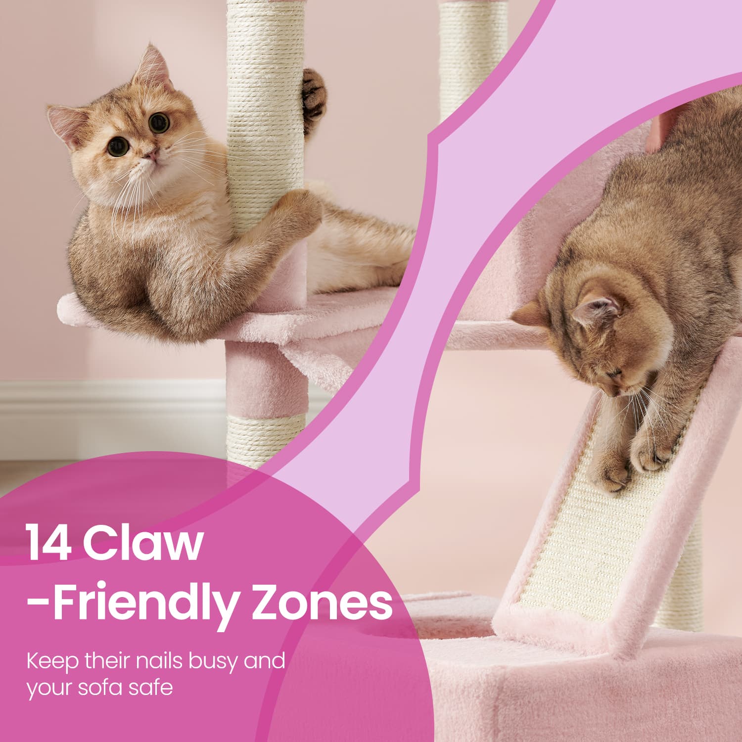Large Cat Tree - Engineered Wood - Smoky Gray - 13 Scratching Posts