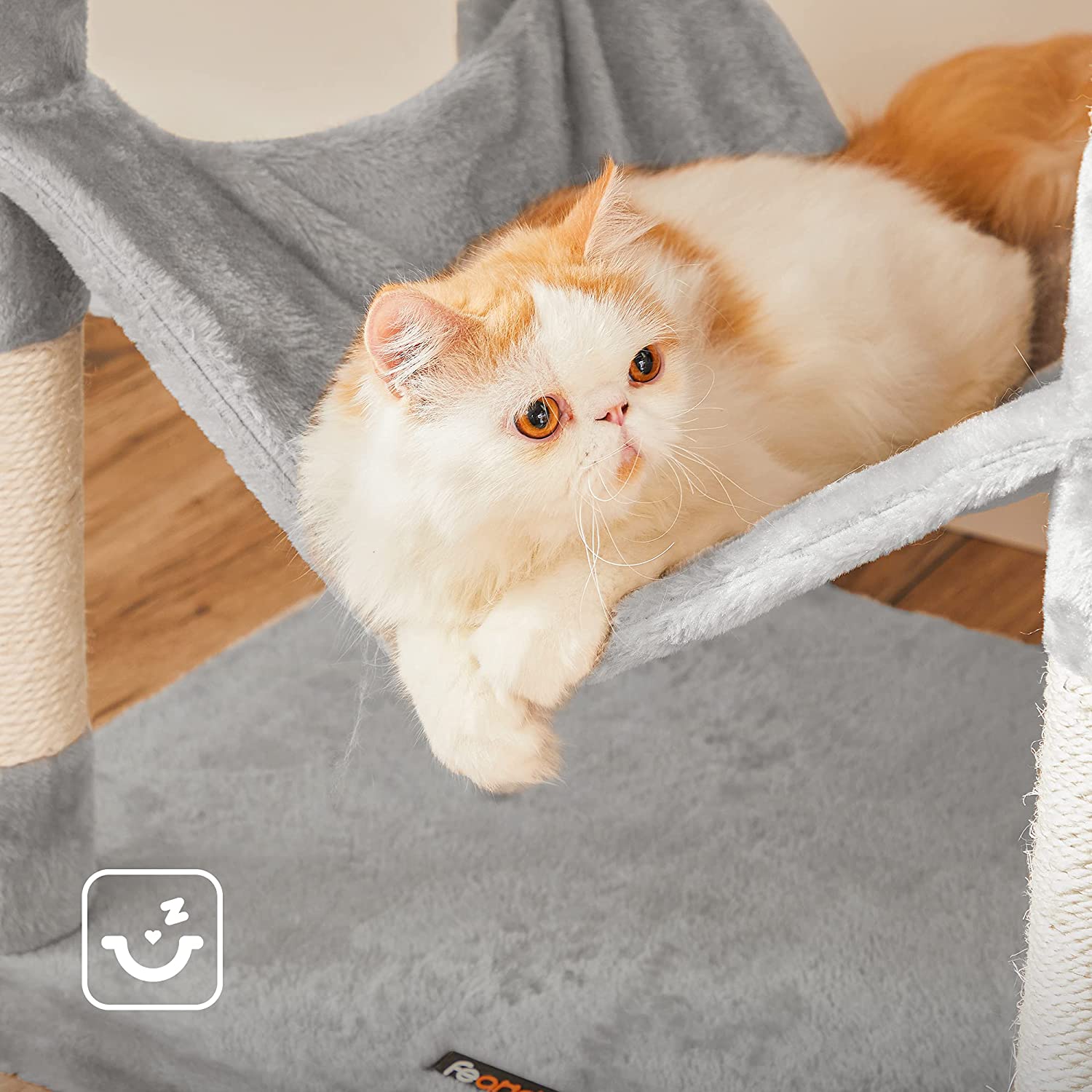 Tall Cat Tree Condo - Engineered Wood - Light Grey - Multi-Level Design with Scratching Posts