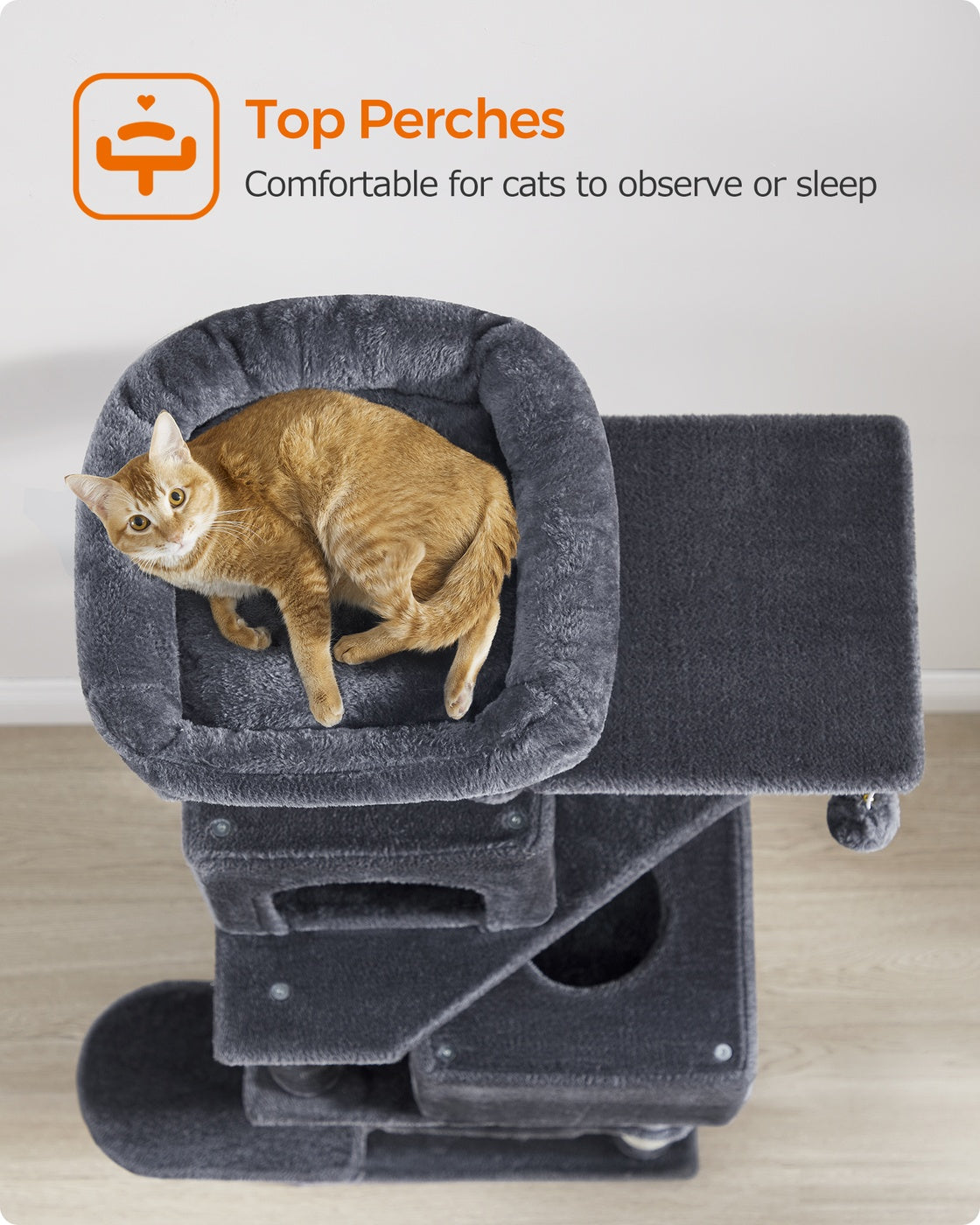 Multi-Level Cat Condo - Engineered Wood - Light Grey - 5 Scratching Posts