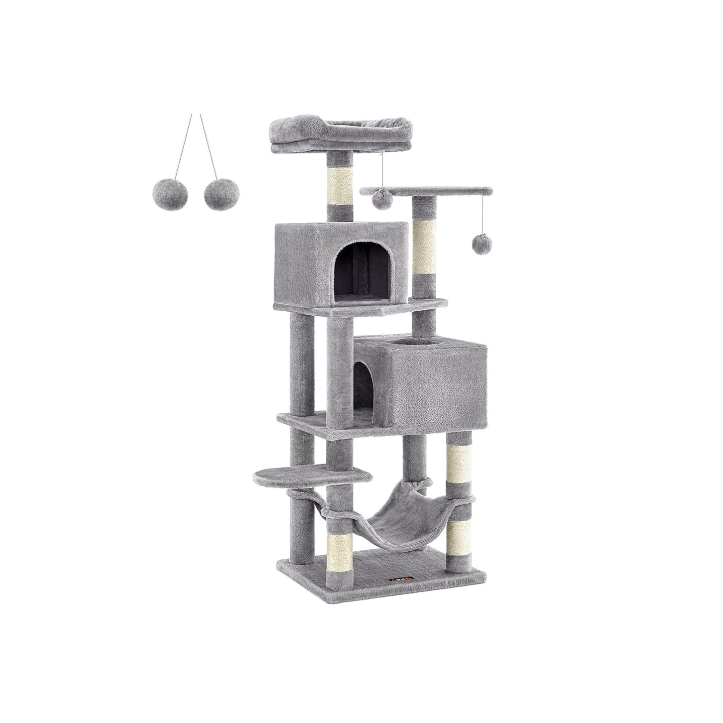 Cat Tree - Engineered Wood - Light Grey - 155 cm with Scratching Posts