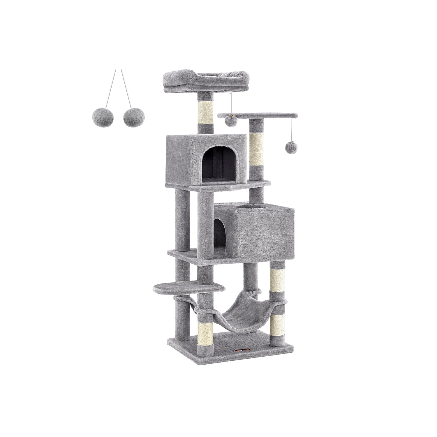 Cat Tree - Engineered Wood - Light Grey - 155 cm with Scratching Posts