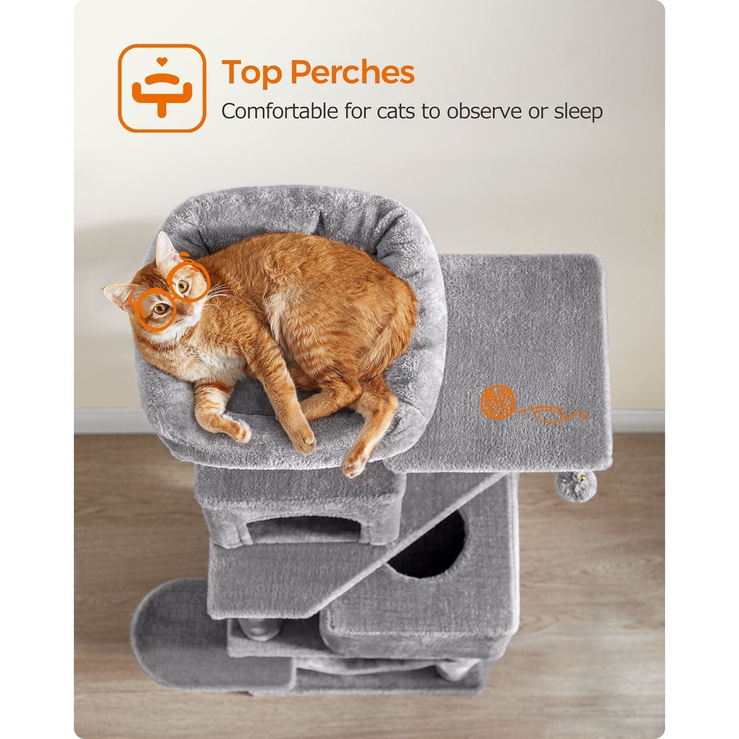 Cat Tree - Engineered Wood - Light Grey - 155 cm with Scratching Posts