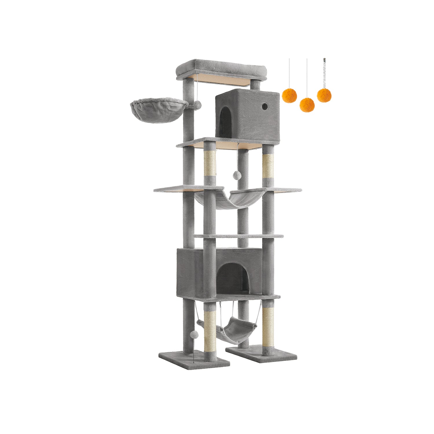 Cat Tree - Engineered Wood - Light Grey - XXL Large with Multi-Level Design and Scratching Posts
