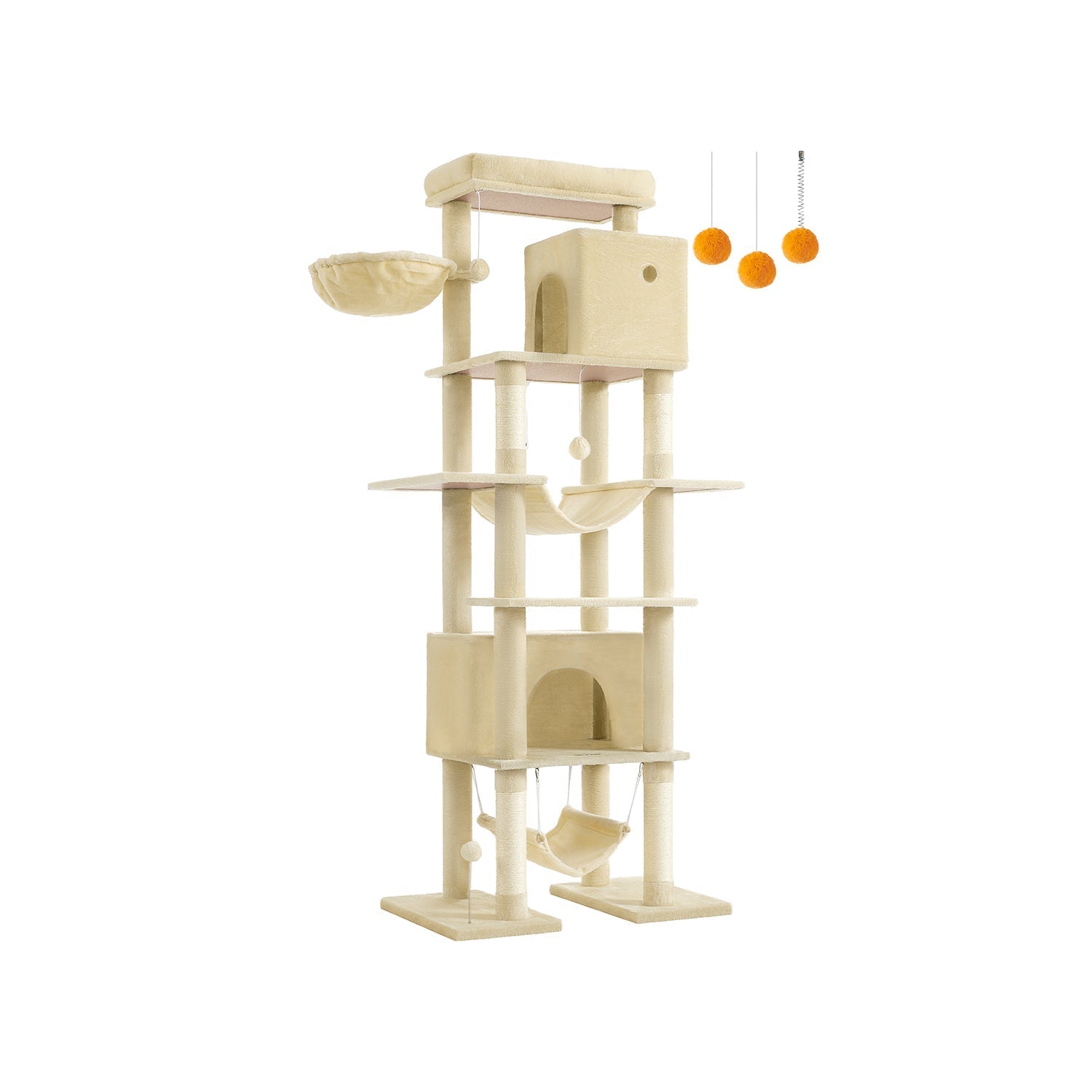 Cat Tree - Engineered Wood - Light Grey - XXL Large with Multi-Level Design and Scratching Posts