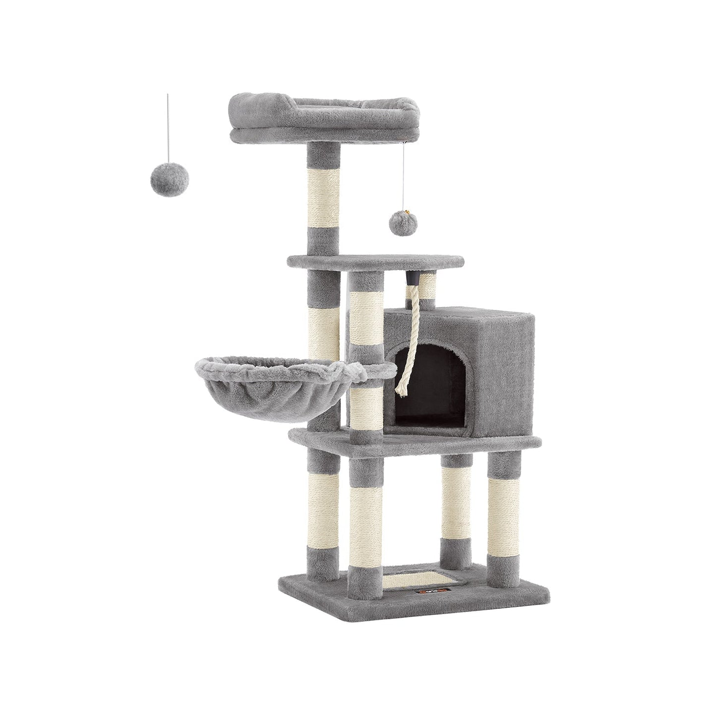 Cat Tower - Wood - Light Grey - 110 cm Height for Indoor Cats