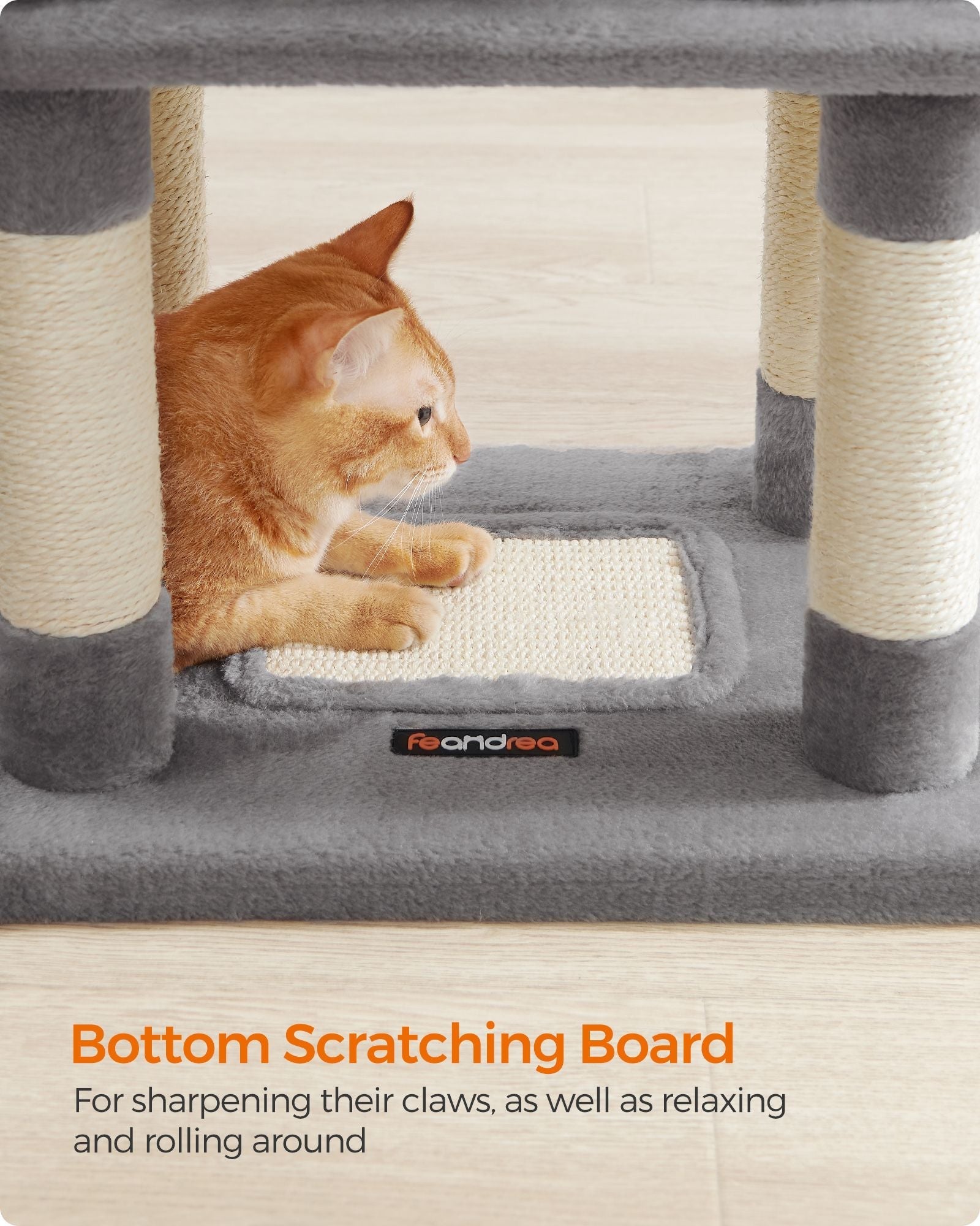Cat Tower - Wood - Light Grey - 110 cm Height for Indoor Cats