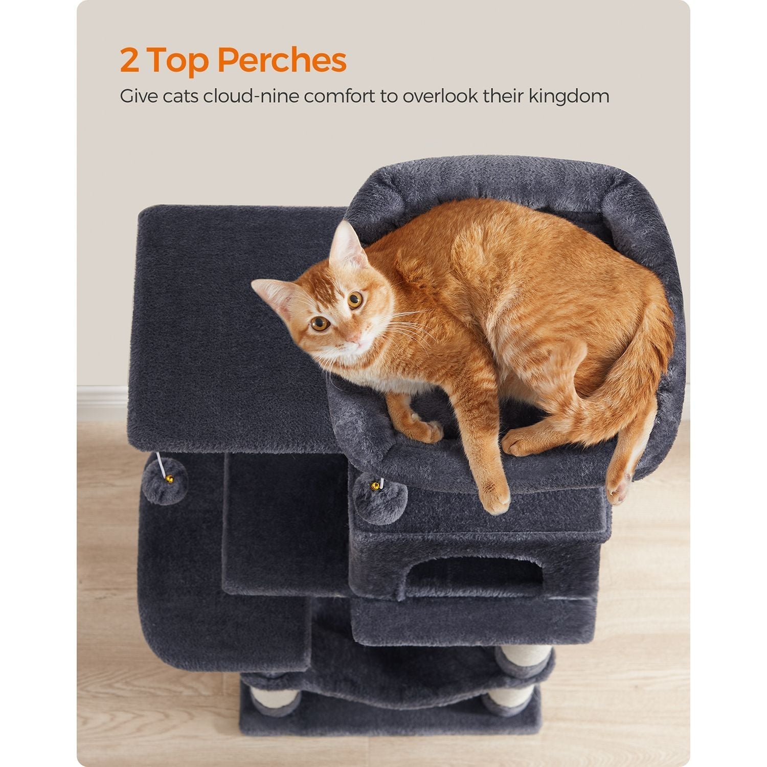 Cat Tree - Plywood - Smoky Grey - Includes Hammock