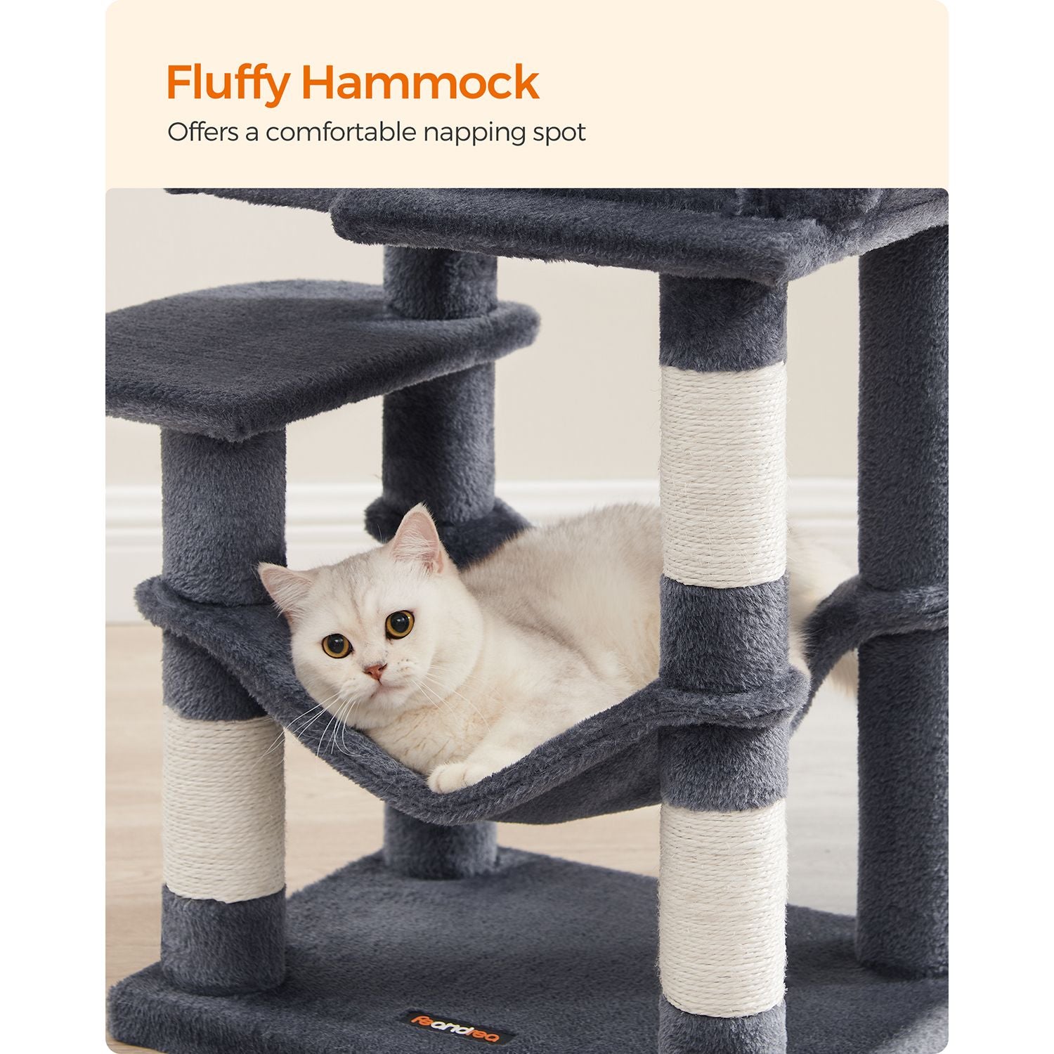 Cat Tree - Plywood - Smoky Grey - Includes Hammock