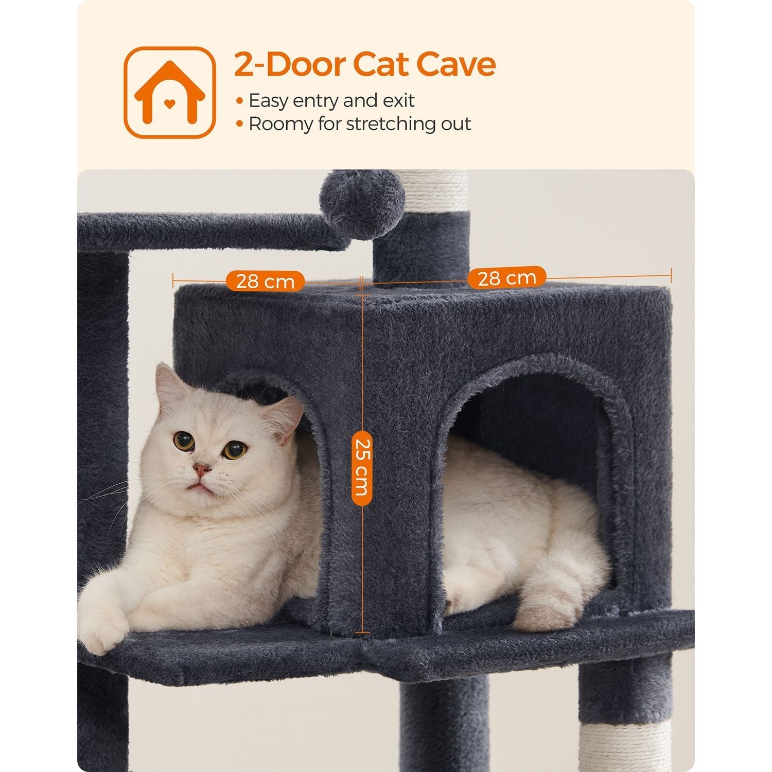 Cat Tree - Plywood - Smoky Grey - Includes Hammock