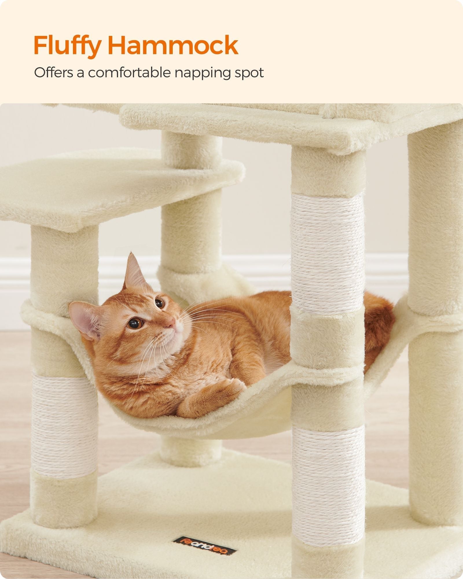 Cat Tower - Plywood - Light Grey - Multi-Level with Hammock