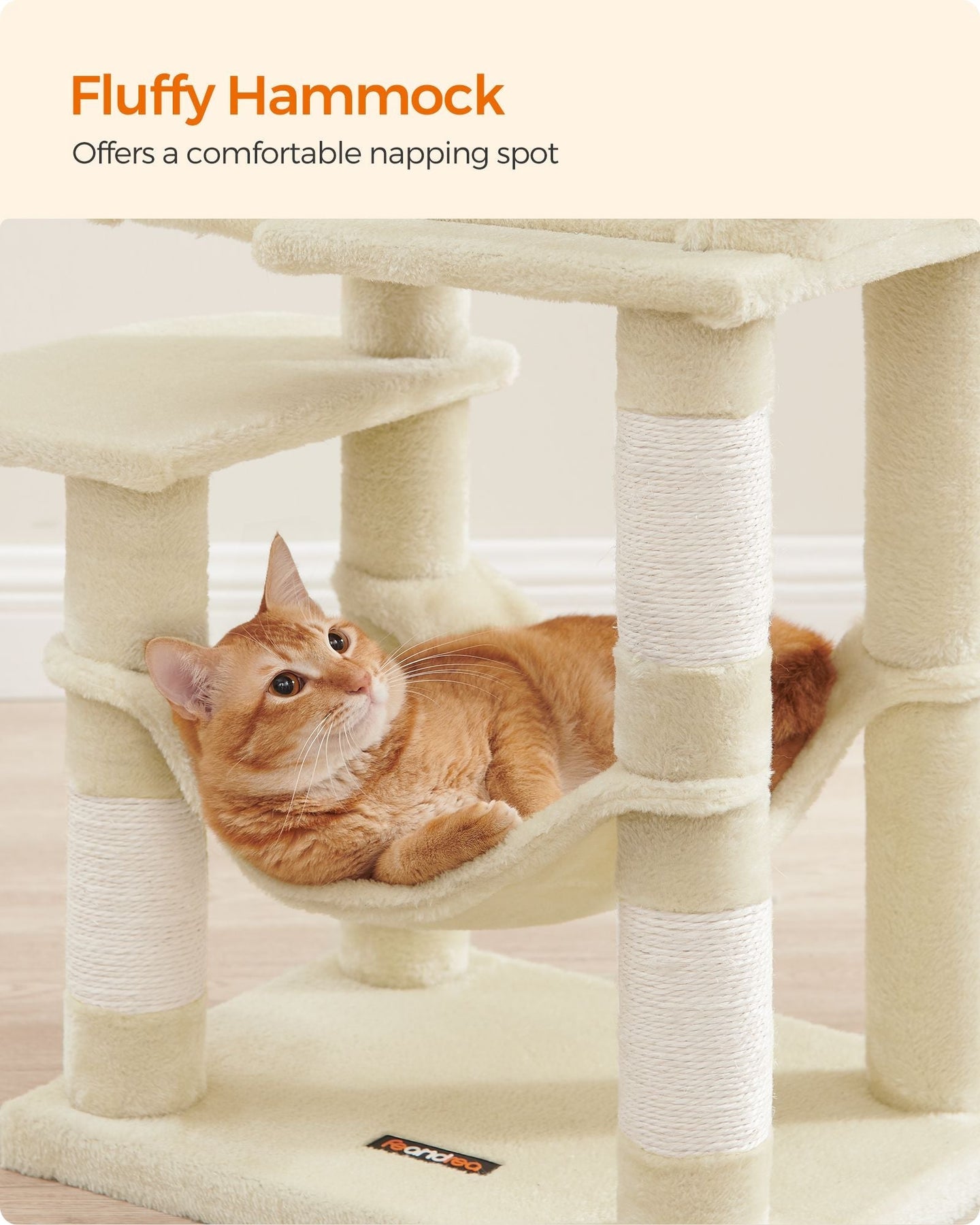 Cat Tower - Plywood - Light Grey - Multi-Level with Hammock