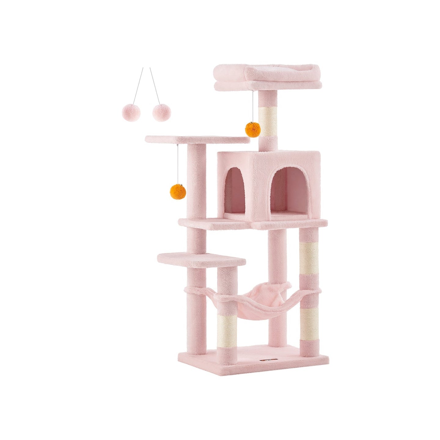 Multi-Level Cat Tree - Engineered Wood - Light Gray - Includes 4 Scratching Posts and Hammock