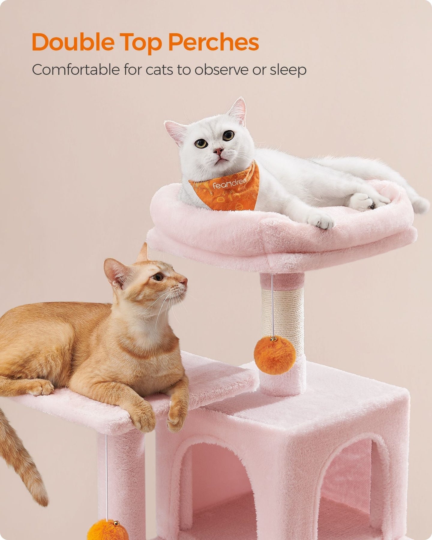 Cat Tree - 112 cm with Hammock - Wood - Light Grey