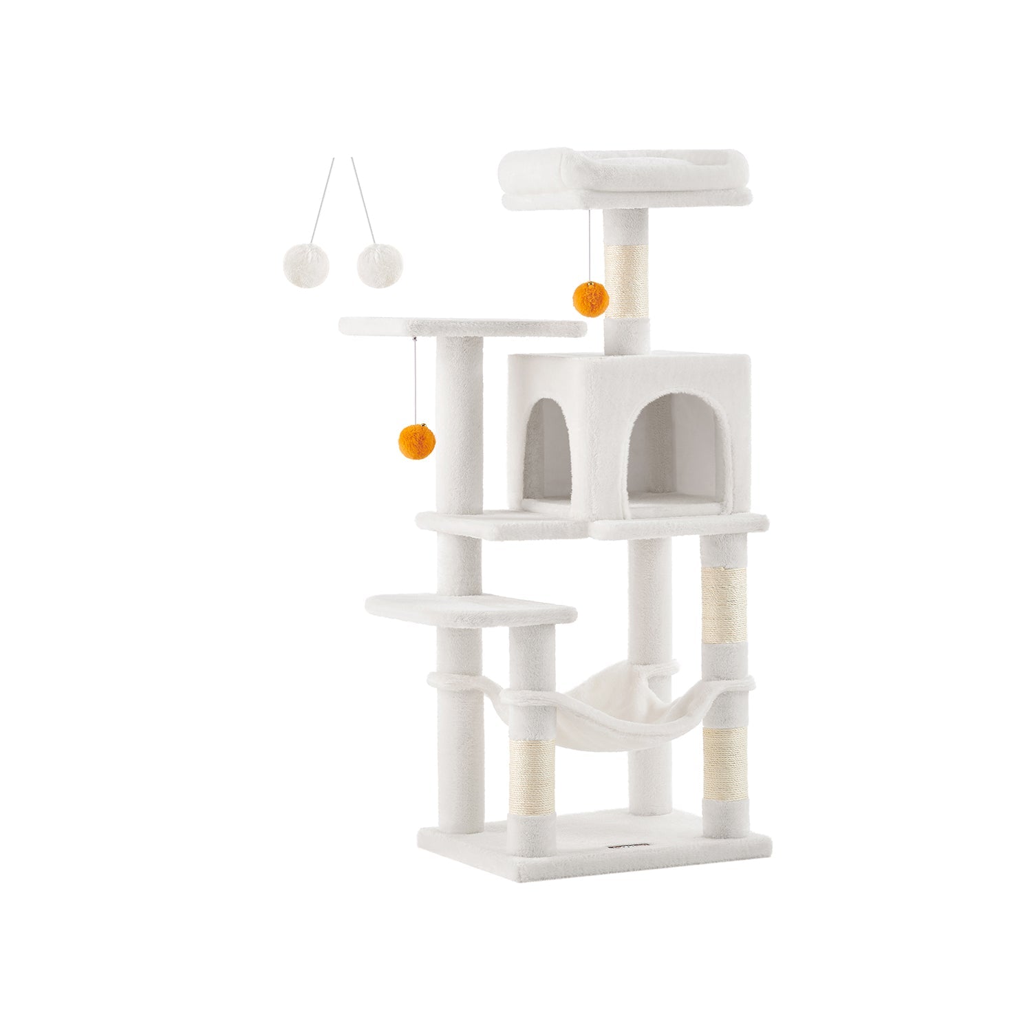 Cat Tree - 112 cm with Hammock - Wood - Light Grey